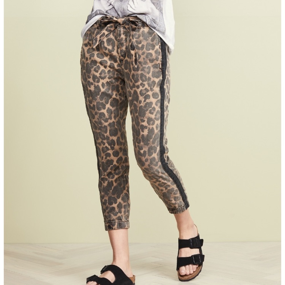 NWT Pam & Gela Leopard Pants with Sash L